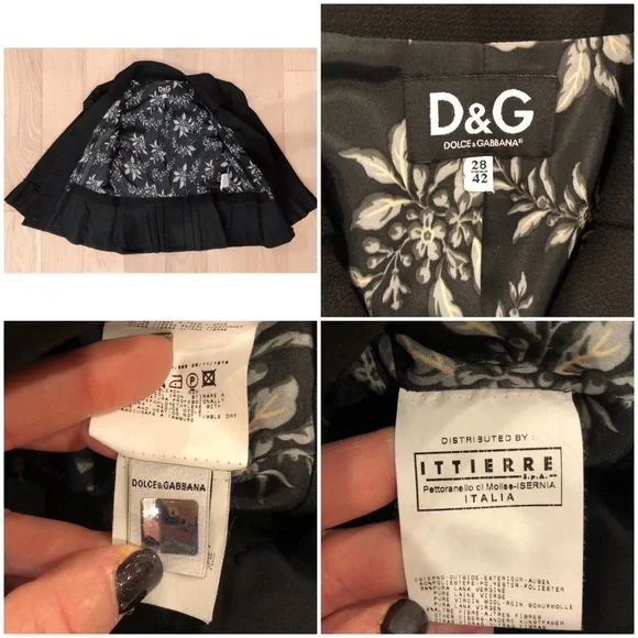 D&G Black Notched Collar Fitted Button Up Blazer SZ 42 4 6 - Picture 14 of 17